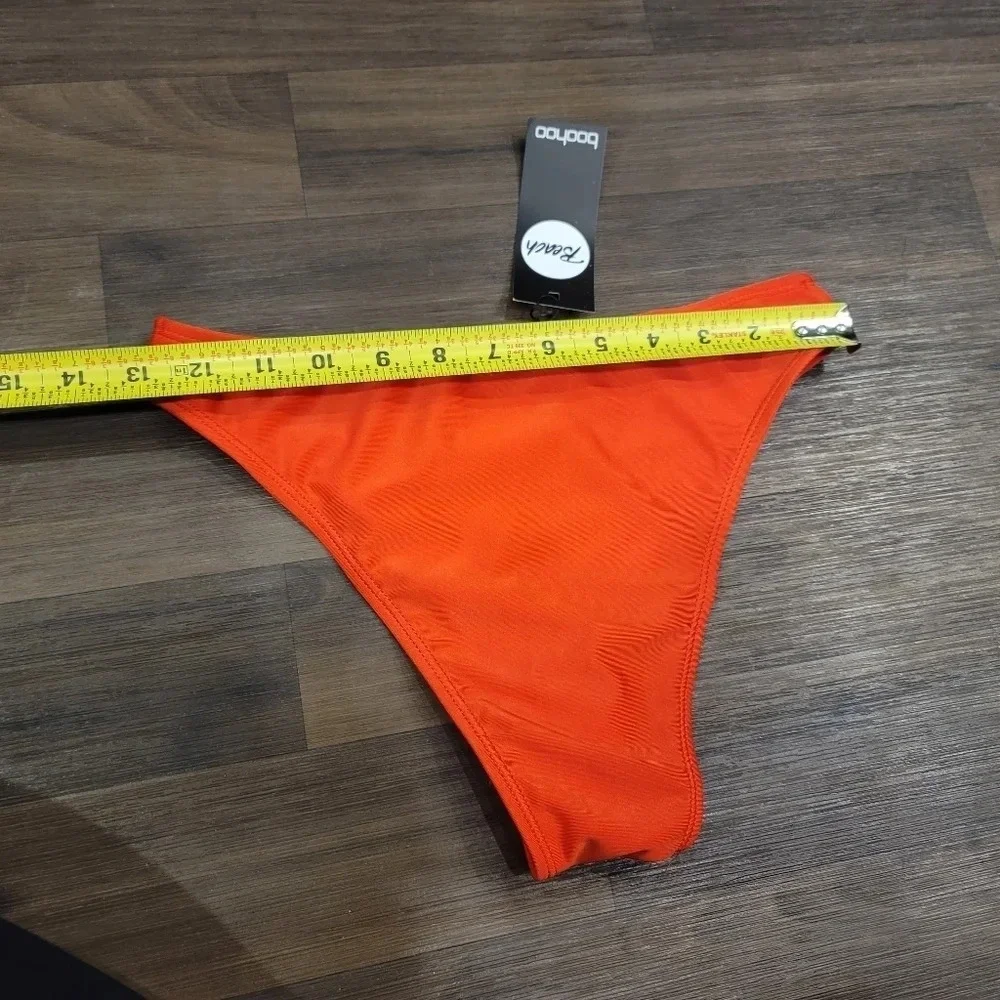 Boohoo Beach Womens Brazilian Bikini Bottoms Petite Cheeky Bum Brief Red 2